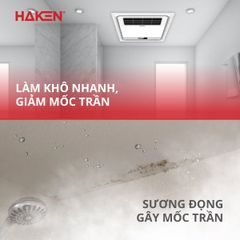 Quạt sưởi âm trần 5 trong 1 Haken (New) dùng điều khiển, KT 300x300x85, công suất 2600W, HK-QS03, 1105000602