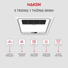 Quạt sưởi âm trần 5 trong 1 Haken (New) dùng điều khiển, KT 300x300x85, công suất 2600W, HK-QS03, 1105000602