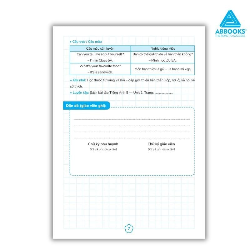 Sổ Theo Dõi Học Tập Tiếng Anh Lớp 5 Cho Bé Phối Hợp Phụ Huynh Giáo Viên ABBOOKS