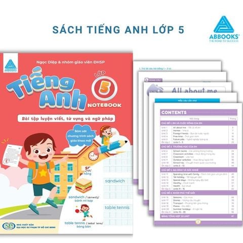 Sách Tiếng Anh Lớp 5 - Notebook Luyện Viết, Từ Vựng & Ngữ Pháp Cho Học Sinh Lớp 5 - ABBOOKS
