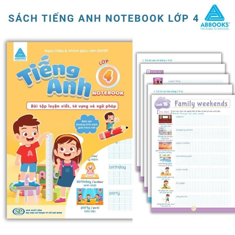 Sách Tiếng Anh Lớp 4 - Notebook Luyện Viết, Từ Vựng & Ngữ Pháp Cho Học Sinh Lớp 4 - ABBOOKS