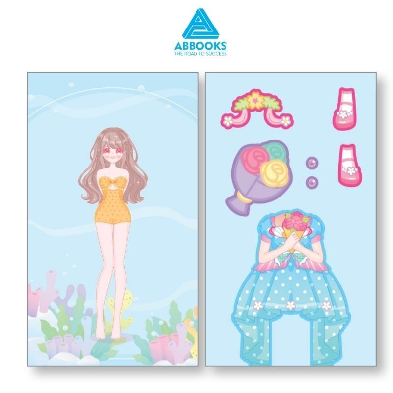 Sách Sticker Bóc Dán Công Chúa Cho Bé 3-8 Tuổi Happy Fashion Show Giấc Mơ Đại Dương ABBOOKS