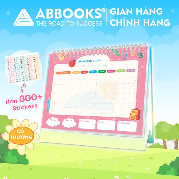 Sách - Thói Quen Tốt Montessori Planner Bảng Kế Hoạch Tuần Cho Bé Kèm Stickers - ABBOOKS