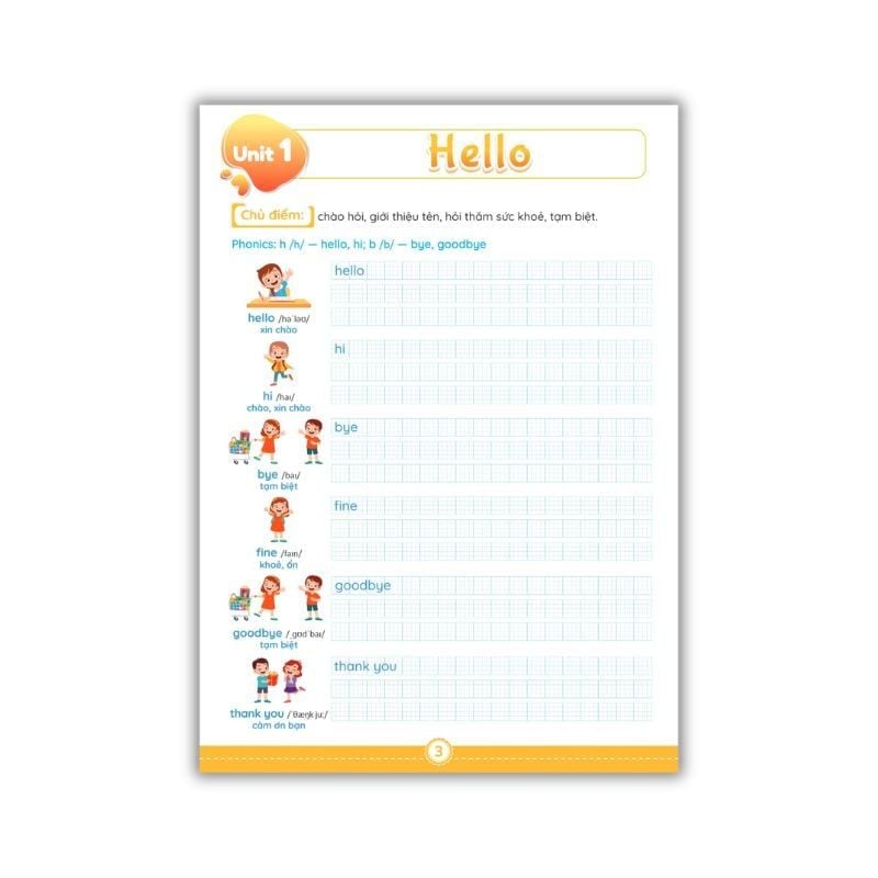 Sách Tiếng Anh Lớp 3 Notebook - Bài Tập Luyện Viết Từ Vựng Ngữ Pháp Bám Sát SGK Mới - ABBOOKS