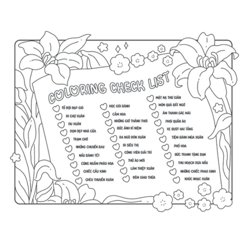 Sách Tô Màu Chữa Lành - Trạm Tô Màu Bình Yên - Hồng Mao, Đậu Đỏ – Ra Ngõ Đón Xuân - ABBOOKS