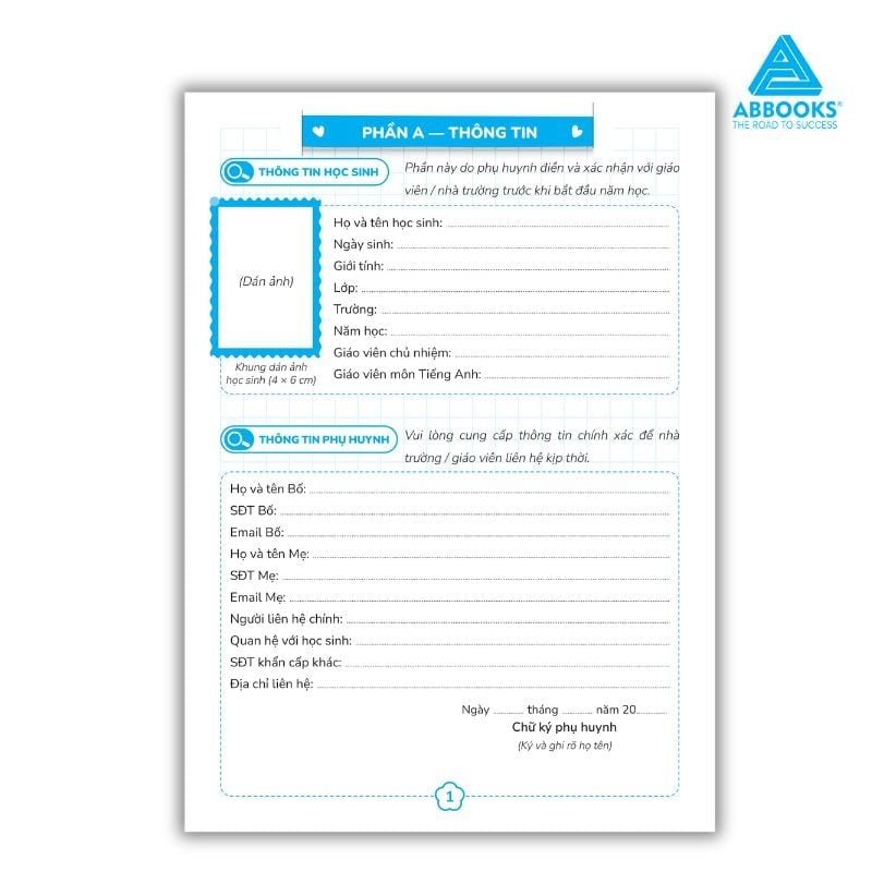 Sổ Theo Dõi Học Tập Tiếng Anh Lớp 5 Cho Bé Phối Hợp Phụ Huynh Giáo Viên ABBOOKS