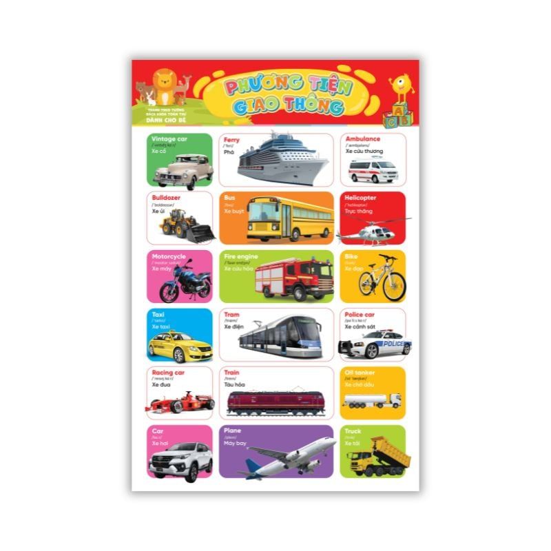 Tranh Treo Tường Bách Khoa Toàn Thư Dành Cho Bé Học Chữ Cái Số Đếm Hình Khối Và Động Vật - ABBOOKS