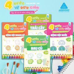 Sách Tô Màu Cho Bé Kèm Sticker 4 Bước Vẽ Đơn Giản Song Ngữ Việt Anh ABBOOKS