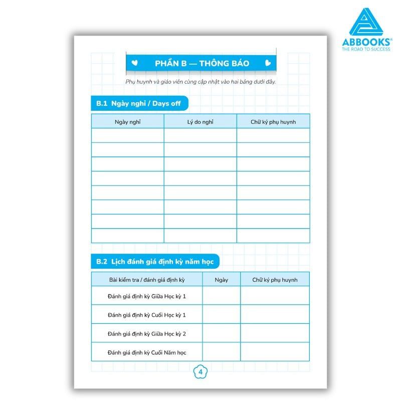 Sổ Theo Dõi Học Tập Tiếng Anh Lớp 2 Cho Bé Phối Hợp Phụ Huynh Giáo Viên ABBOOKS