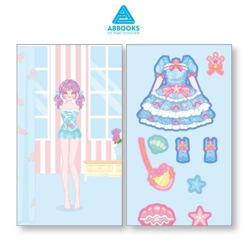 Sách Sticker Bóc Dán Công Chúa Cho Bé 3-8 Tuổi Happy Fashion Show Giấc Mơ Đại Dương ABBOOKS