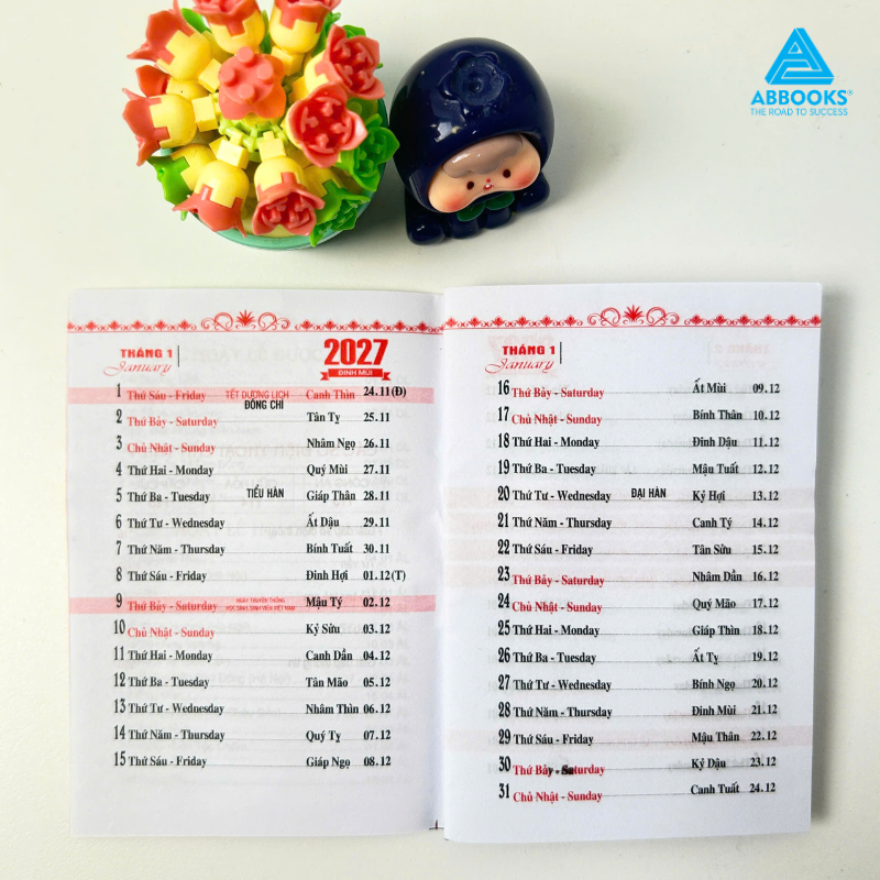 Lịch Cầm Tay Mini 2027 - Nhỏ Gọn, Tiện Lợi, Mang Theo Dễ Dàng (Ngẫu Nhiên) - ABBOOKS