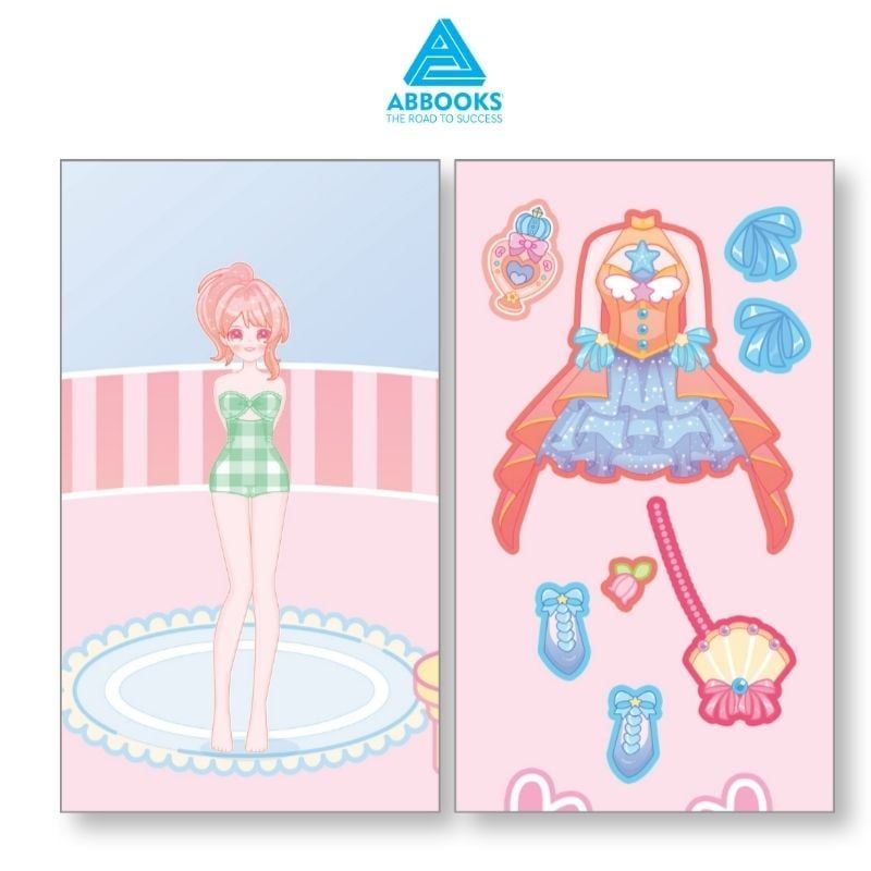 Sách Sticker Bóc Dán Công Chúa Cho Bé 3-8 Tuổi Happy Fashion Show Giấc Mơ Đại Dương ABBOOKS
