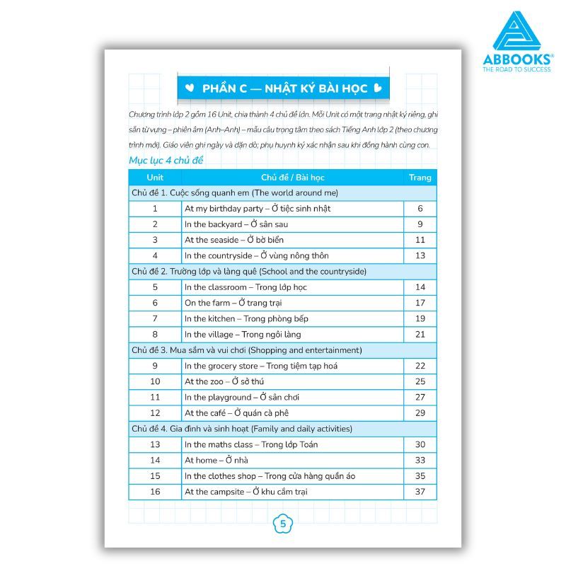Sổ Theo Dõi Học Tập Tiếng Anh Lớp 2 Cho Bé Phối Hợp Phụ Huynh Giáo Viên ABBOOKS