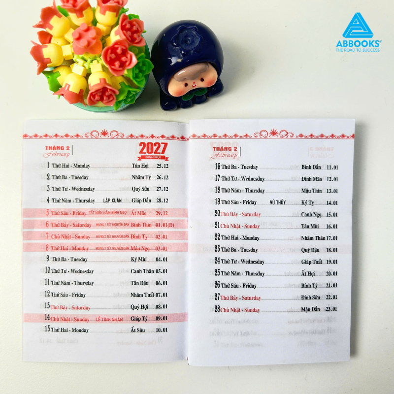 Lịch Cầm Tay Mini 2027 - Nhỏ Gọn, Tiện Lợi, Mang Theo Dễ Dàng (Ngẫu Nhiên) - ABBOOKS