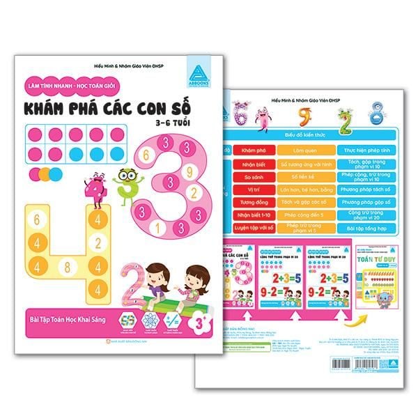 Sách toán dành cho bé - Nhận biết số và làm quen với các phép tínhKhám phá các con số 3 - 6 Tuổi