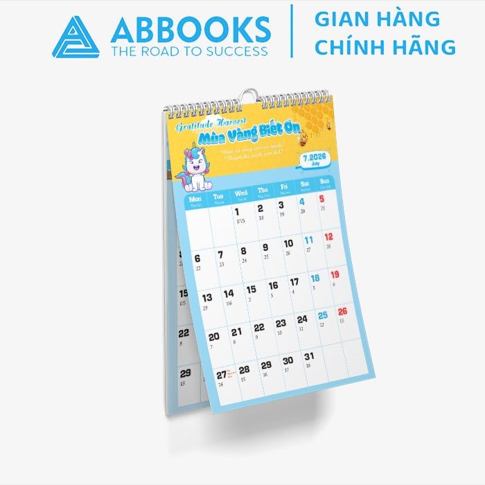 Lịch Treo Tường 2026 - Time Is A Gift - Thời Gian Là 1 Món Quà Chủ Đề Kỳ Lân Cầu Vồng Dễ Thương Kèm Sticker Trang Trí - ABBOOKS