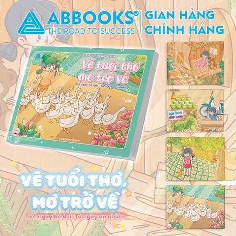 Sách - Tô Màu Cozy Healing – Vẽ Tuổi Thơ Mơ Trở Về - Vẽ Ngày Bé Dại Tô Ngày An Nhiên - ABBOOKS