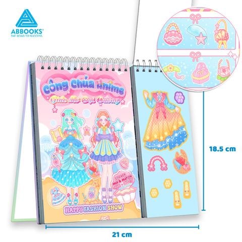 Sách Sticker Bóc Dán Công Chúa Cho Bé 3-8 Tuổi Happy Fashion Show Giấc Mơ Đại Dương ABBOOKS