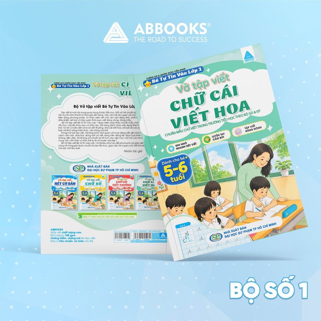Bộ Vở Tập Viết Bé Tự Tin Vào Lớp 1 Cho Bé 5-6 Tuổi – Luyện Nét Cơ Bản, Chữ Cái Viết Hoa, Chữ Cái Viết Thường, Chữ Số – ABBOOKS