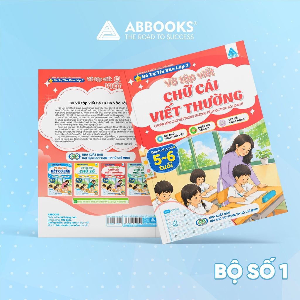 Bộ Vở Tập Viết Bé Tự Tin Vào Lớp 1 Cho Bé 5-6 Tuổi – Luyện Nét Cơ Bản, Chữ Cái Viết Hoa, Chữ Cái Viết Thường, Chữ Số – ABBOOKS