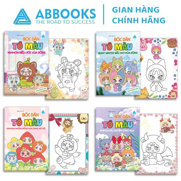 Sách Tô Màu - Bóc Dán - Kimmon Điều Ước Của Rồng, Kimmon Những Bông Hoa Đang Nở Rộ, Kimmon Câu Chuyện Ở Đảo Hoa, Silent Winter Giấc Mơ Mùa Đông