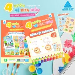 Sách Tô Màu Cho Bé Kèm Sticker 4 Bước Vẽ Đơn Giản Song Ngữ Việt Anh ABBOOKS
