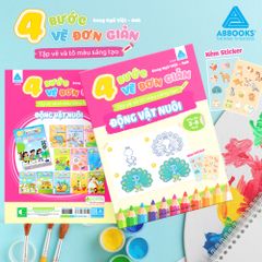 Sách Tô Màu Cho Bé Kèm Sticker 4 Bước Vẽ Đơn Giản Song Ngữ Việt Anh ABBOOKS