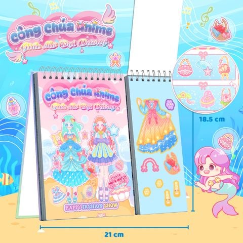 Sách Sticker Bóc Dán Công Chúa Cho Bé 3-8 Tuổi Happy Fashion Show Giấc Mơ Đại Dương ABBOOKS