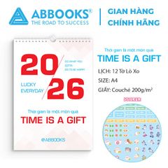 Lịch Treo Tường 2026 - Time Is A Gift - Thời Gian Là 1 Món Quà Chủ Đề Kỳ Lân Cầu Vồng Dễ Thương Kèm Sticker Trang Trí - ABBOOKS