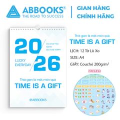 Lịch Treo Tường 2026 - Time Is A Gift - Thời Gian Là 1 Món Quà Chủ Đề Kỳ Lân Cầu Vồng Dễ Thương Kèm Sticker Trang Trí - ABBOOKS