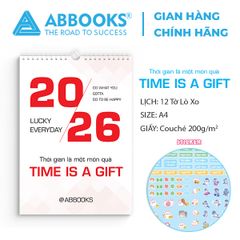 Lịch Treo Tường 2026 - Time Is A Gift - Thời Gian Là 1 Món Quà Chủ Đề Kỳ Lân Cầu Vồng Dễ Thương Kèm Sticker Trang Trí - ABBOOKS