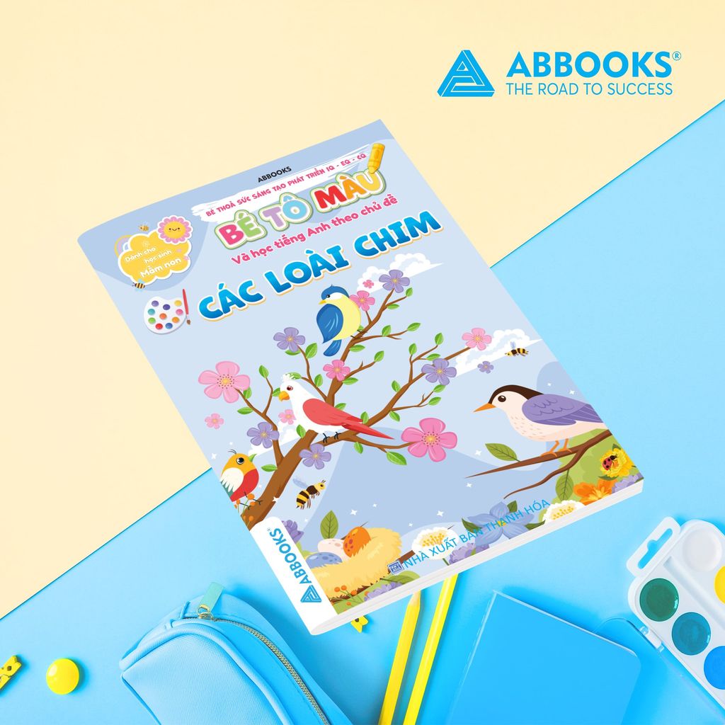 Sách - Combo 4 Quyển Tô Màu Cho Bé Và Học Tiếng Anh Theo Chủ Đề: Bò Sát và Côn Trùng, Các Loài Hoa, Các Loài Chim Và An Toàn Giao Thông