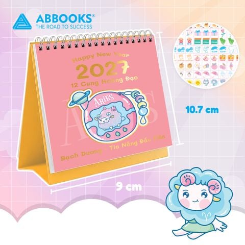 Lịch Để Bàn Mini 12 Cung Hoàng Đạo Năm 2027 - Có Note Kèm Sticker Trang Trí Dễ Thương (9x10.5cm) - ABBOOKS