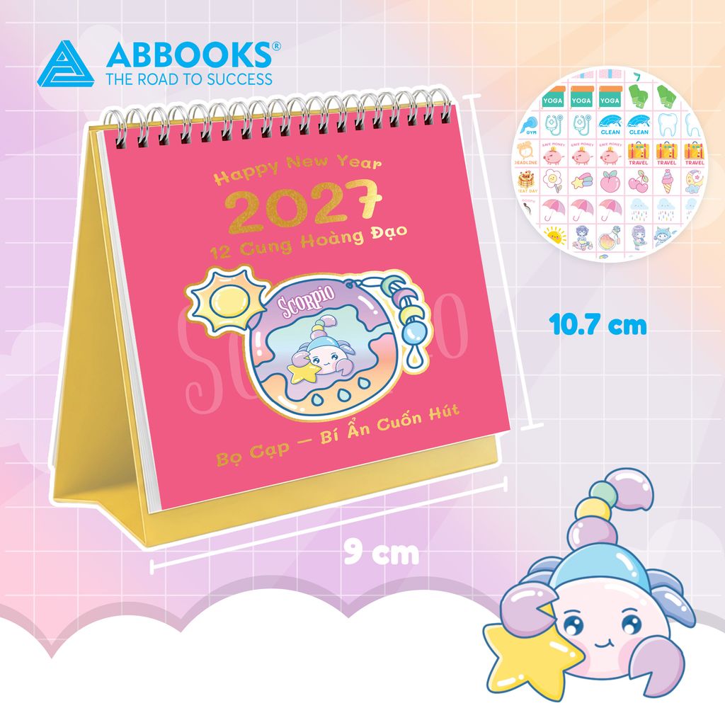 Lịch Để Bàn Mini 12 Cung Hoàng Đạo Năm 2027 - Có Note Kèm Sticker Trang Trí Dễ Thương (9x10.5cm) - ABBOOKS