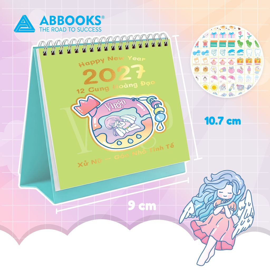 Lịch Để Bàn Mini 12 Cung Hoàng Đạo Năm 2027 - Có Note Kèm Sticker Trang Trí Dễ Thương (9x10.5cm) - ABBOOKS