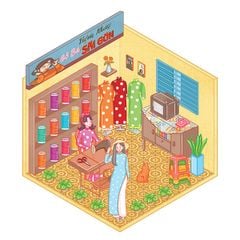 Stickers Bóc Dán 3D - Thư Viện Thỏ Trắng, Phố Cổ Hội An, Phòng Của Gấu Misa, Vườn Hoa Đà Lạt, Tiệm May Cô Ba Sài Gòn, Cổ Tích Tấm Cám