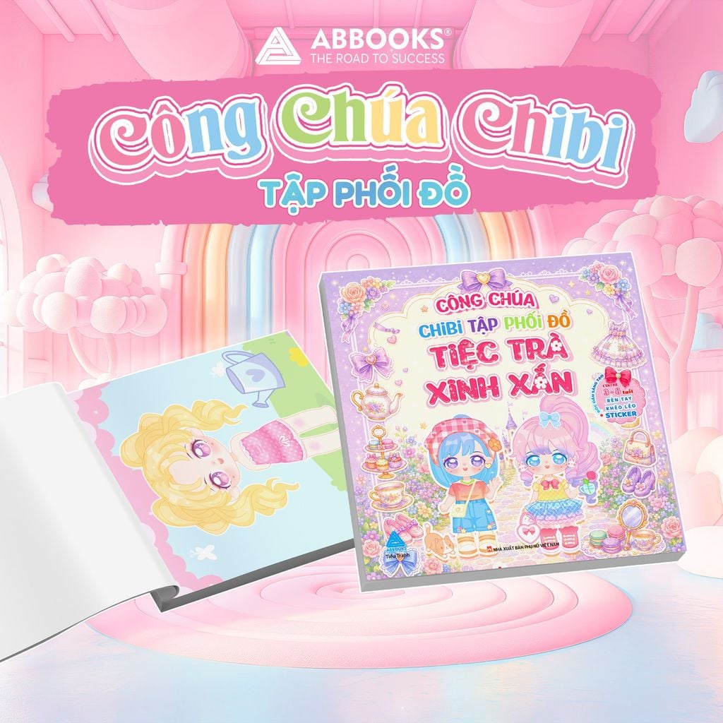 Sách Sticker Công Chúa Chibi Phối Đồ Cho Bé Gái 3-8 Tuổi Combo 4 Cuốn Hoặc Mua Lẻ ABBOOKS