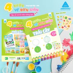 Sách Tô Màu Cho Bé Kèm Sticker 4 Bước Vẽ Đơn Giản Song Ngữ Việt Anh ABBOOKS