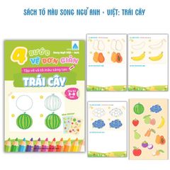 Sách Tô Màu Cho Bé Kèm Sticker 4 Bước Vẽ Đơn Giản Song Ngữ Việt Anh ABBOOKS