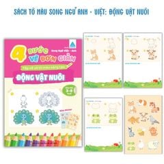 Sách Tô Màu Cho Bé Kèm Sticker 4 Bước Vẽ Đơn Giản Song Ngữ Việt Anh ABBOOKS
