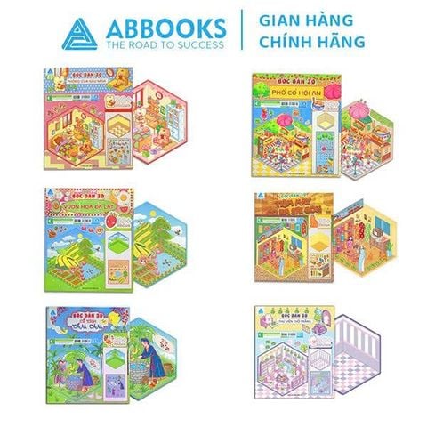 Stickers Bóc Dán 3D - Thư Viện Thỏ Trắng, Phố Cổ Hội An, Phòng Của Gấu Misa, Vườn Hoa Đà Lạt, Tiệm May Cô Ba Sài Gòn, Cổ Tích Tấm Cám