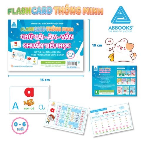 Bộ Thẻ Flashcard Thông Minh Chữ Cái - Âm - Vần Chuẩn Tiểu Học Dành Cho Bé 0-6 Tuổi - ABBOOKS