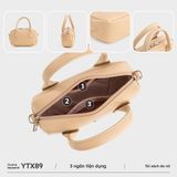  Túi Yuumy (Thời trang nữ dáng hộp nhỏ gọn tinh tế - Túi xách da Seasand YTX89K) màu kem 