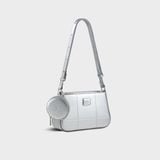  Túi Yuumy (Thời trang nữ hiện đại kèm ví mini size 24 - Túi đeo chéo da Glossy YN311BC) màu bạc 