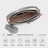  Túi Yuumy (Thời trang nữ kèm phụ kiện xinh xắn size 24 - Túi đeo chéo da Glossy YN295DT) màu đen ngọc trai 