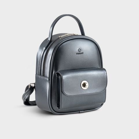 Balo Yuumy (Thời trang nữ mini phong cách dễ thương - Balo da Glossy YBA110DT) màu đen ngọc trai