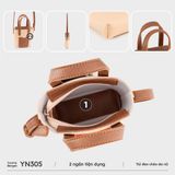  Túi Yuumy (Thời trang nữ dáng chữ nhật mini - Túi đeo chéo da Bergen YN305N) màu nâu 