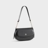  Túi Yuumy (Thời trang nữ nắp gập dáng cong size 24 - Túi đeo vai da Seasand YN340D) màu đen 