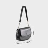  Túi Yuumy (Thời trang nữ nắp gập dáng cong size 24 - Túi đeo vai da Seasand YN340D) màu đen 