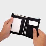  Ví nam da bò Trita (Thời trang nam gấp 2 tiện dụng - Ví da RVN001D) màu đen 